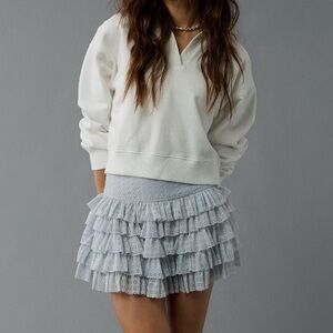 AE High Waisted Ruffle Light Blue Mini Skort
